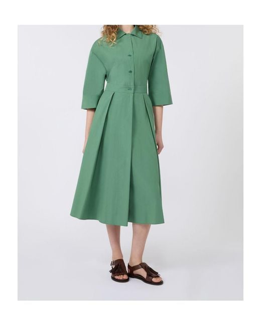 Weekend by Maxmara Green Button-Down Shirt Dress