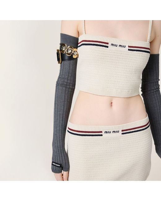Miu Miu Metallic Cotton Knit Miniskirt