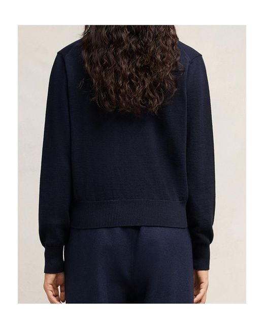 AMI Blue Ami De Coeur Logo Embroidered Knit Jumper