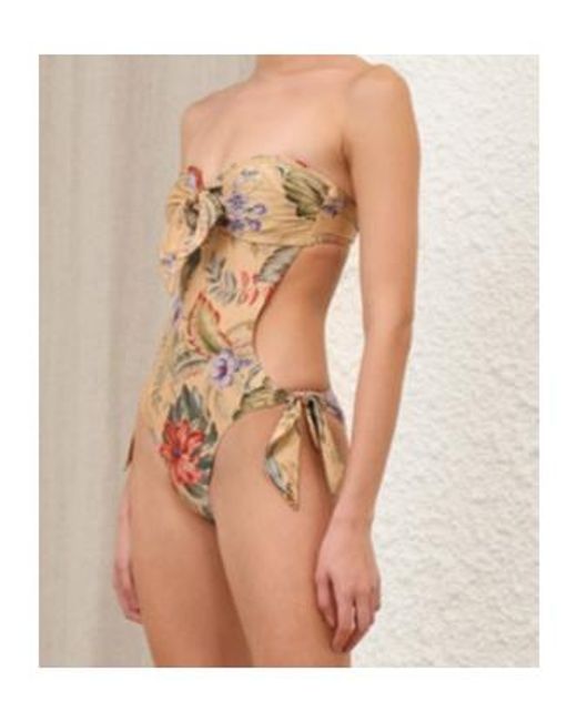 Zimmermann Natural Coco Scarf Tie 1Pc Swimsuit