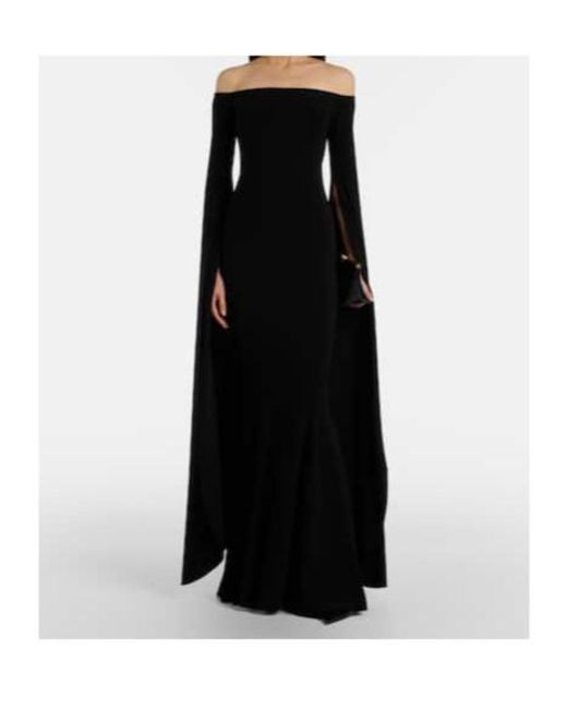 Norma Kamali Black Draped Off-Shoulder Jersey Gown