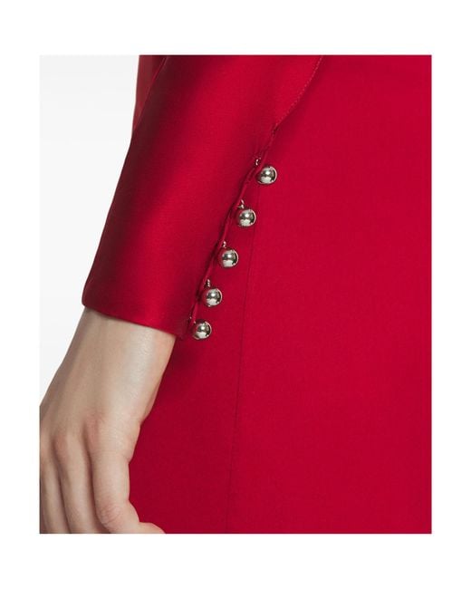 Lanvin Red Draped V-Neck Dress