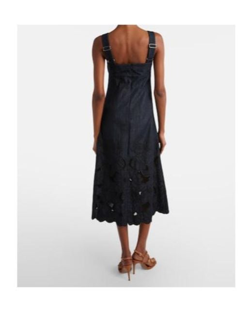 Veronica Beard Blue Rosaura Floral Denim Midi Dress