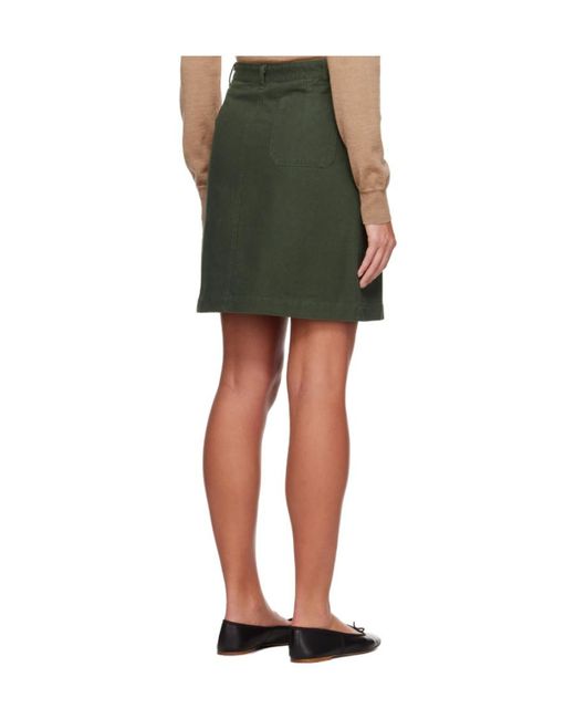 A.P.C. Green Mini Button Skirt