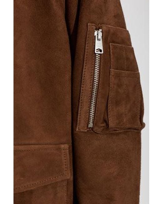 AllSaints Brown Suede Bomber Jacket for men