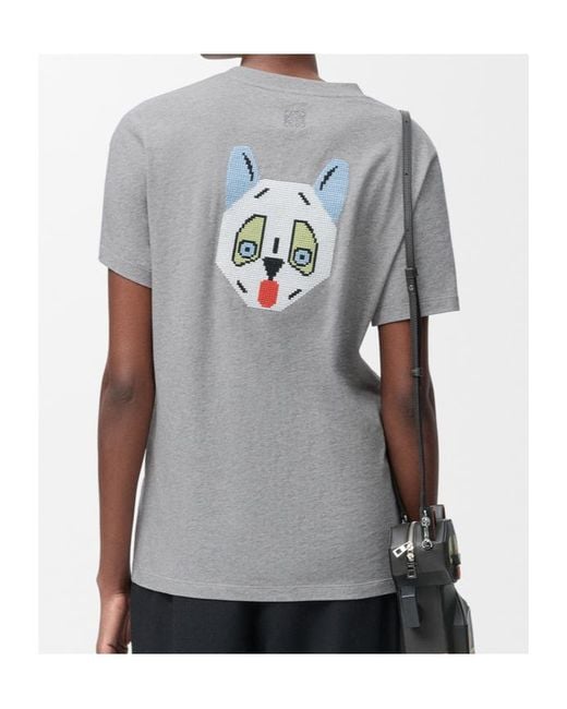 Loewe Gray X Louis Wain Cotton Embroidered T-Shirt