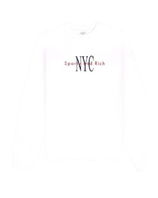 Sporty & Rich White Cotton Sweatshirt for men