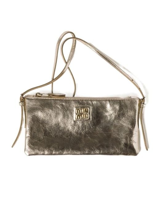 Miu Miu Metallic Logo-Lettering Clutch Bag