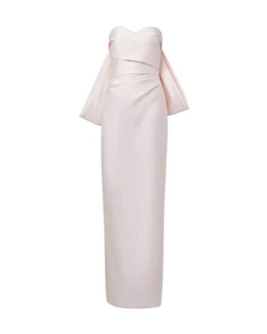 Monique Lhuillier White Bow-Detail Satin Gown
