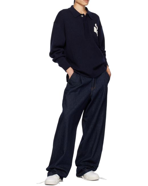 Isabel Marant Blue William Logo Jacquard Sweater for men