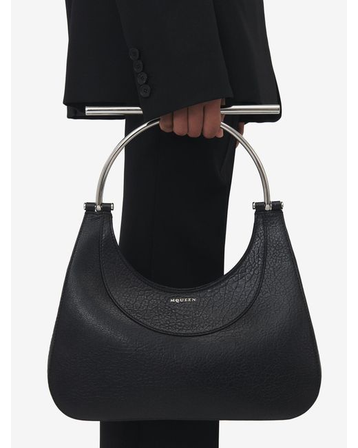 McQueen Black Cross-Bar Logo Printed Tote Bag
