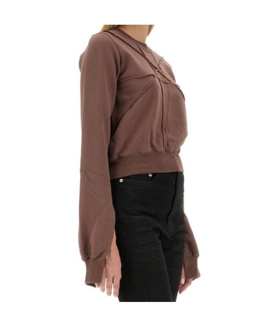 Rick Owens Black Organic Cotton Cropped Sweatshirt