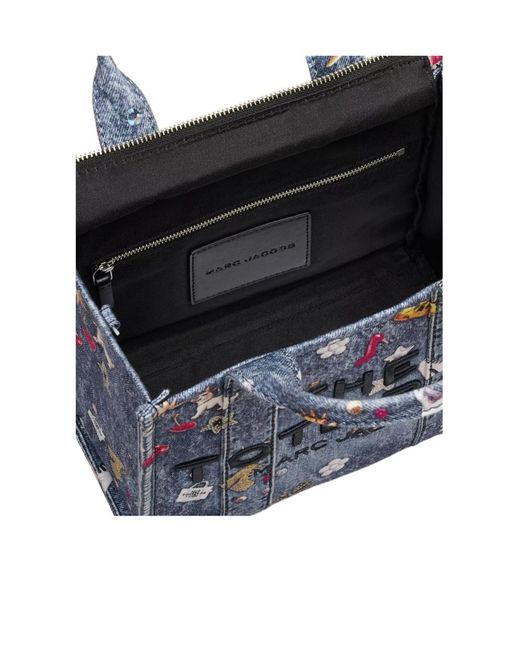 Marc Jacobs Blue The Trompe L'Oeil Trinket Canvas Small Tote Bag