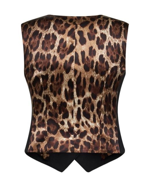Dolce & Gabbana Black Single-Breasted Leopard Printed Vest