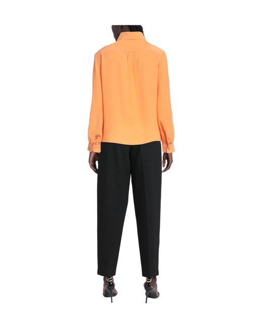 Weekend by Maxmara Orange Satin-Finish Collared Shirt