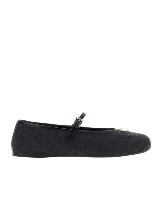 Prada Black Round-Toed Ballet Shoes