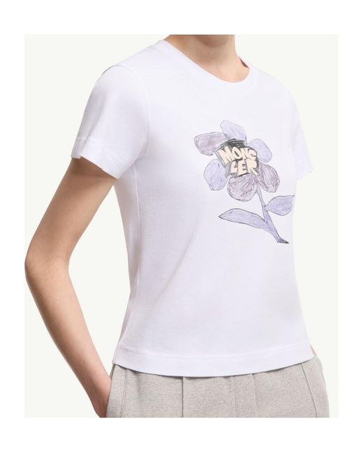Moncler White Cotton Jersey Printed T-Shirt