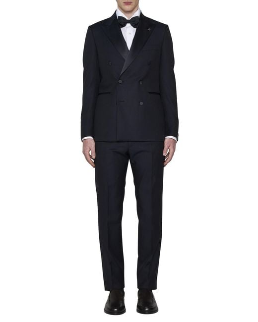 Tagliatore Blue Jacquard Double-Breasted Suit Set