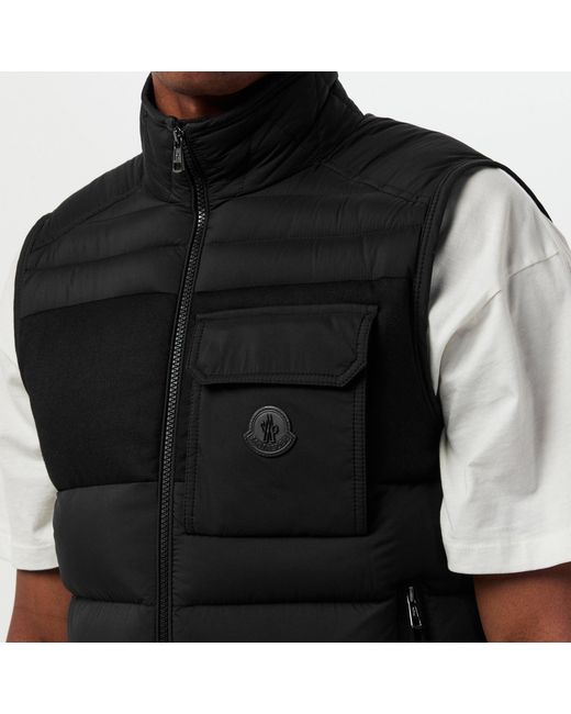 Moncler Black Stand-Collar Quilted Down Vest for men