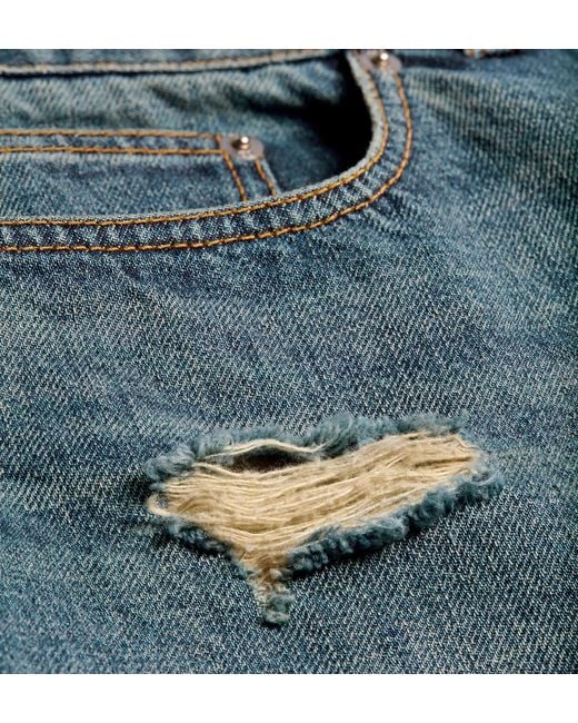 Dior Blue Homme Distressed Wide-Leg Jeans for men