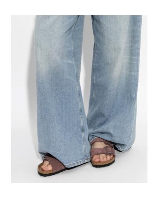 Birkenstock Brown Flat Slide Sandals