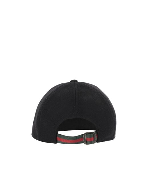 Gucci Black Embroidery Baseball Hat for men