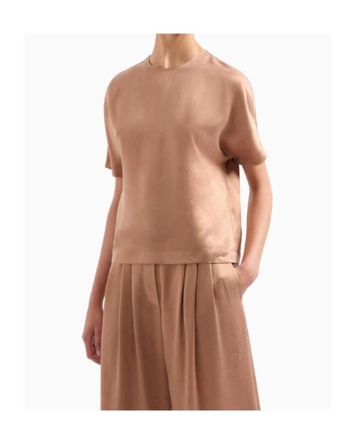 Giorgio Armani Natural Cupro And Viscose Crew-Neck Blouse