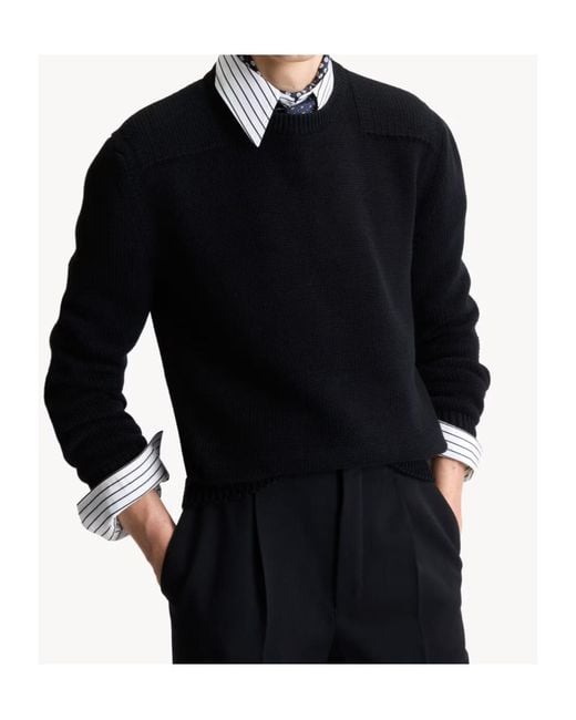 Saint Laurent Black Knitted Crew Neck Sweater for men