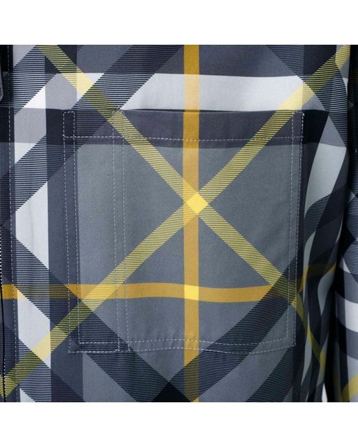 Burberry Blue Geometric-Pattern Printed Zipped Shirt for men