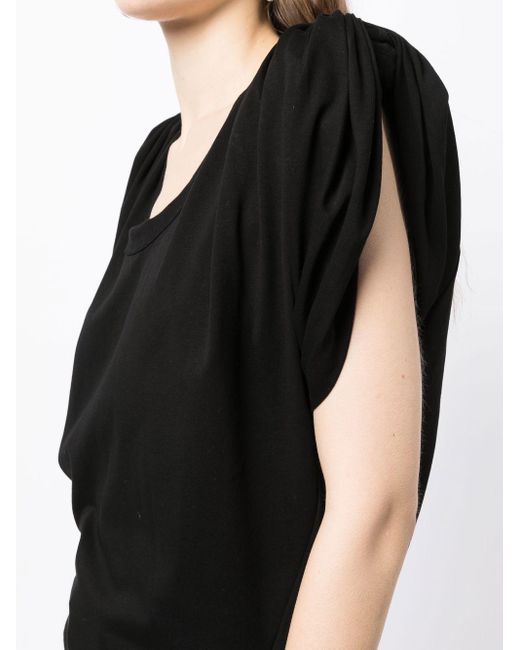 Alexander Wang Black Gathered-Sleeve Detail T-Shirt