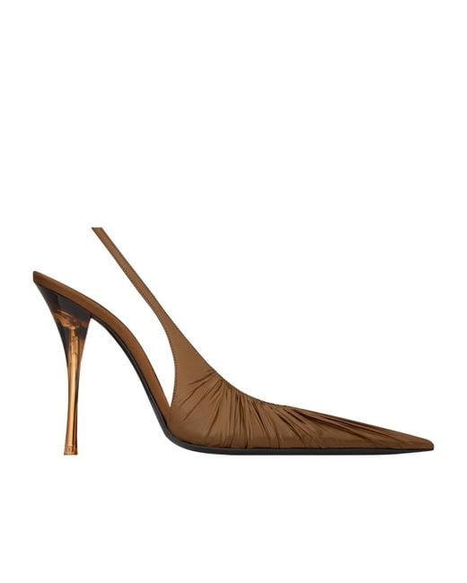 Saint Laurent Brown Pointed-Toe High-Heeled Sandals