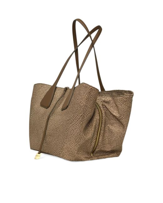 Borbonese Natural Medium Printed Shoulder Bag