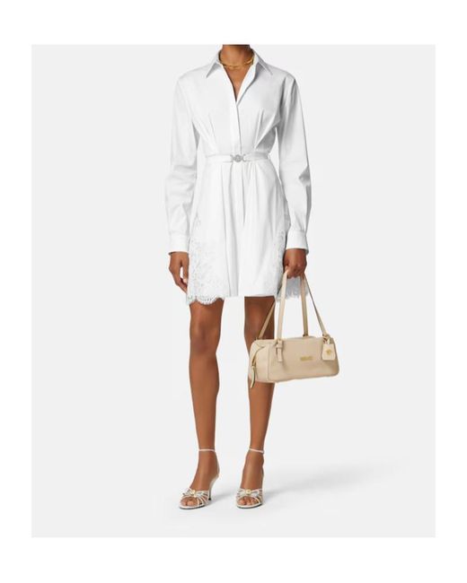 Versace White Lace Inserts Shirt Dress