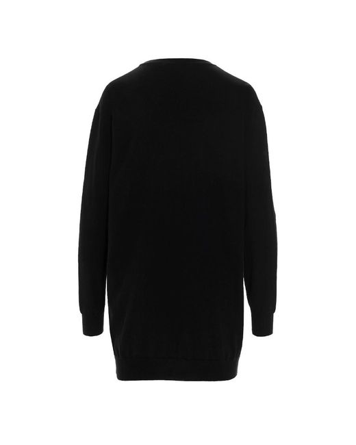 Moschino Black Logo-Print Bear-Motif Sweater Dress