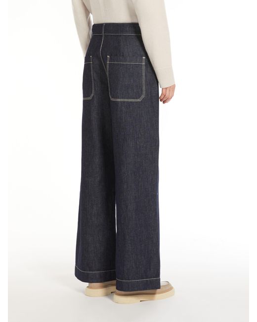 Max Mara Blue 'S High Waist Wide Leg Jeans
