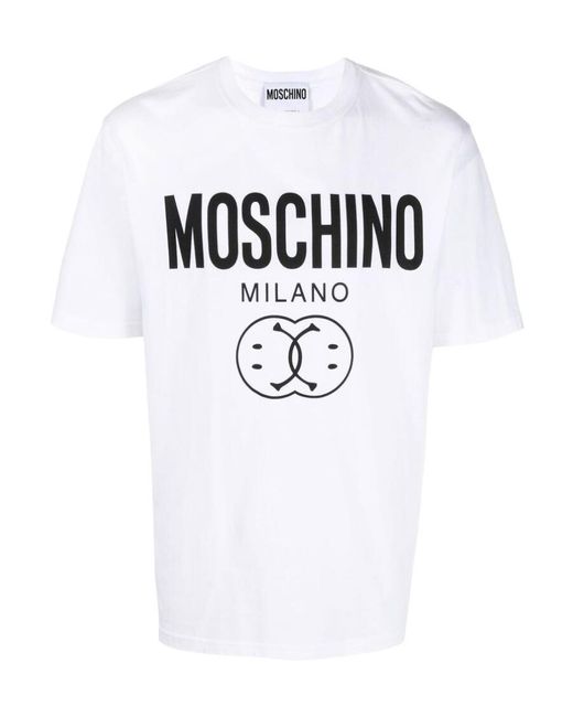 Moschino White Logo-Print T-Shirt for men