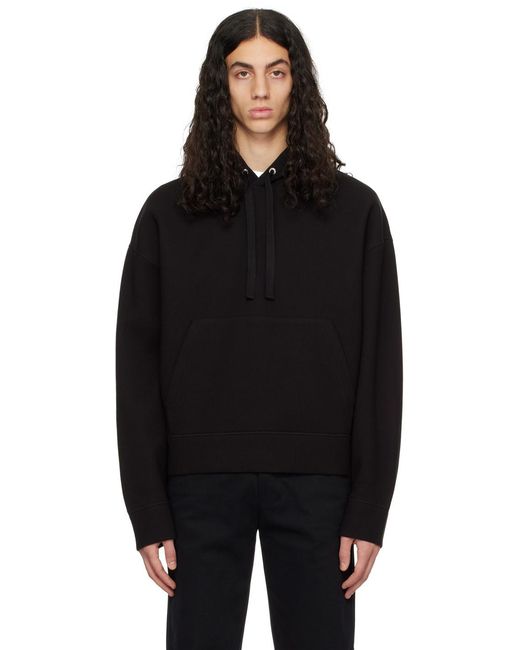 AMI Black Drop-Shoulder Drawstring Hoodie for men