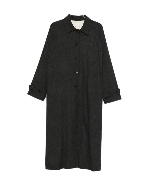 Alysi Black Button-Front Trench Coat