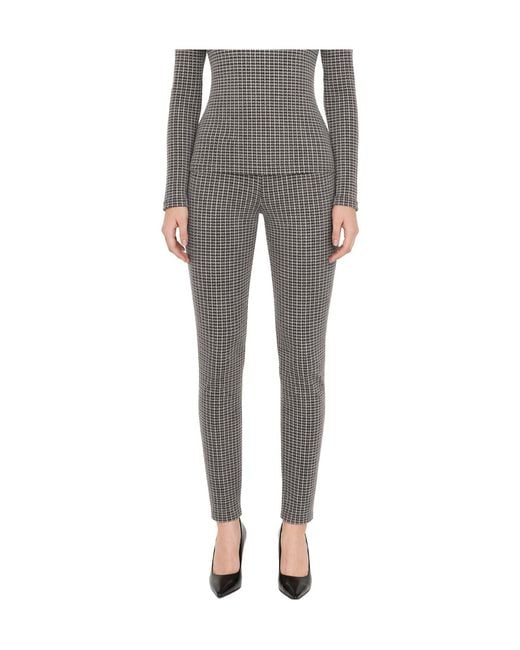 Patrizia Pepe Gray Houndstooth-Pattern Slim-Fit Trousers