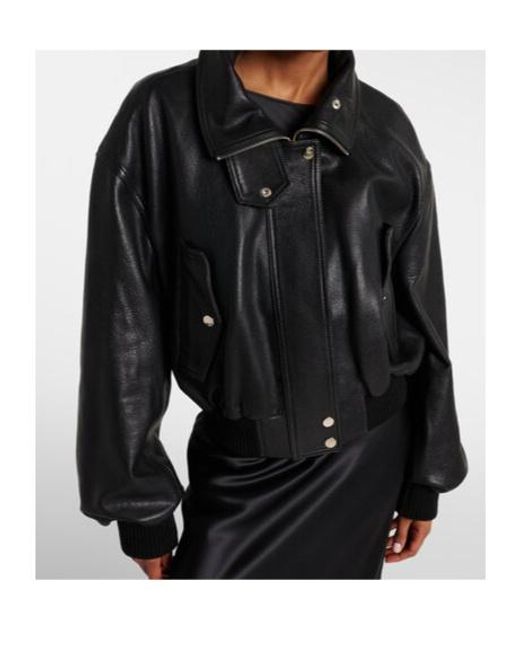 Nour Hammour Black Briar Leather Bomber Jacket