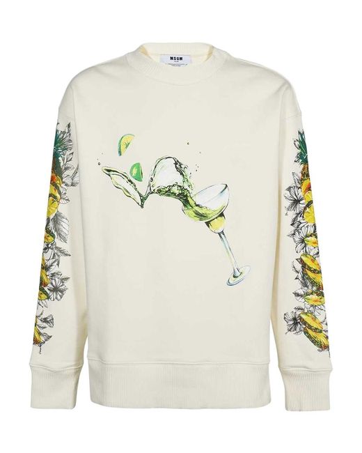 MSGM White Club Paradiso Printed Sweatshirt for men