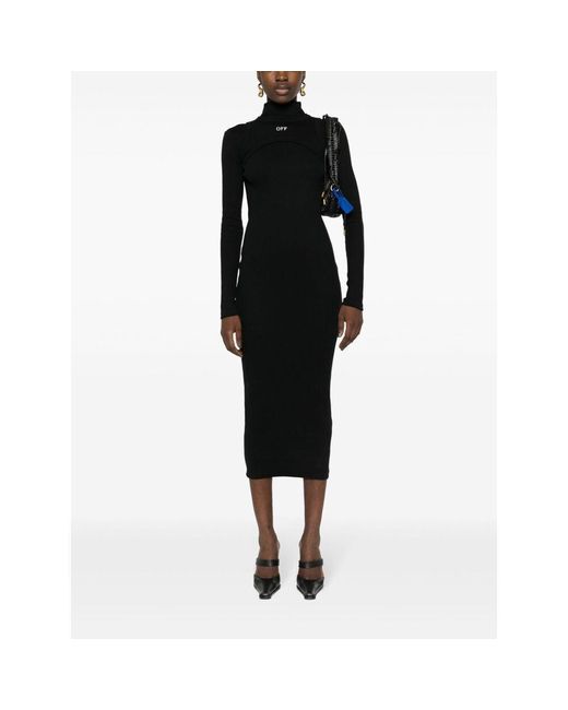 Off-White c/o Virgil Abloh Black High-Neck Stretch Dress
