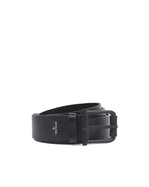 Stone Island White Belt With Textured Buckle for men