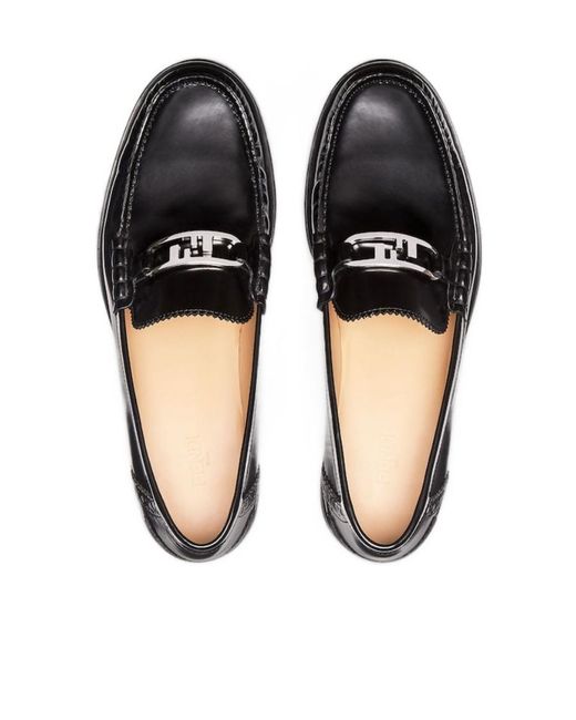 Fendi Black O'Lock Logo-Plaque Loafers for men