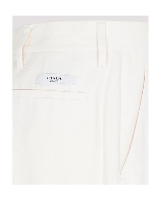 Prada White Logo Casual Trousers