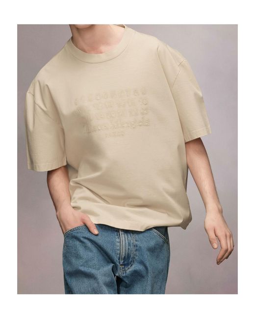Maison Margiela White Logo Embroidered T-Shirt for men