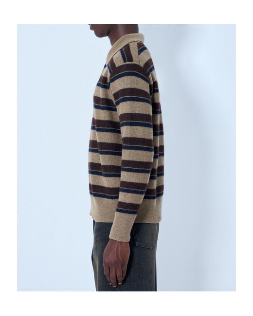 Ssstein Black Striped Knitted Polo Shirt for men