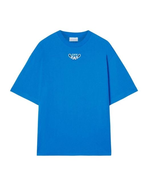 Off-White c/o Virgil Abloh Blue Arrow Bandana-Embroidered Cotton T-Shirt for men
