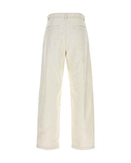 A.P.C. White Button Detailed Straight Leg Pants for men