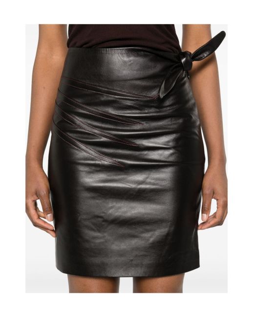REMAIN Birger Black Cutline Leather Mini Skirt Remain